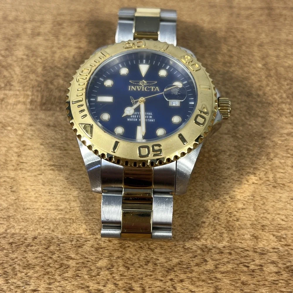 Invicta Pro Diver Two-Tone Stainless Gold Tone‎ Blue Dial Men's Watch